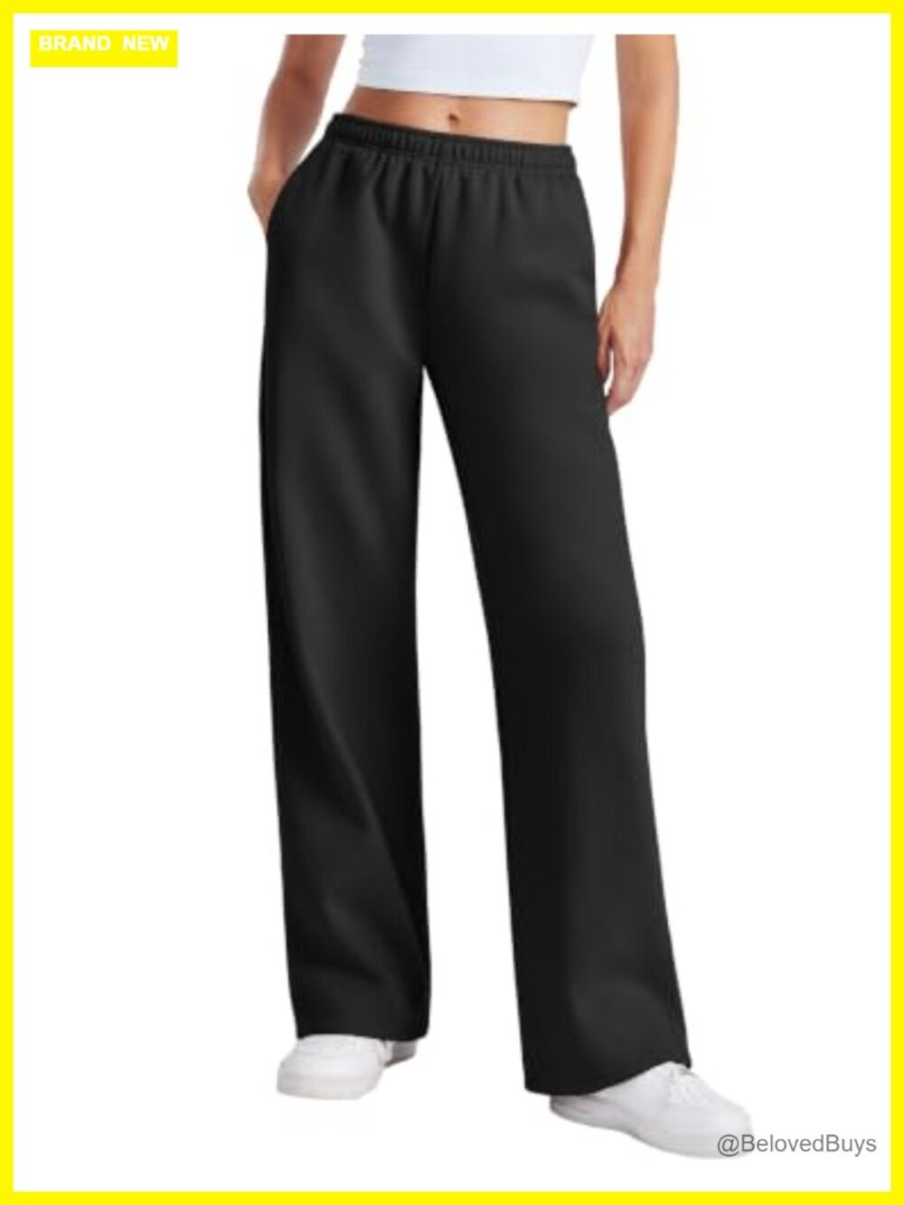 Fleece Lined Wide Leg Sweatpants Petite Regular Drawstring Waist Pockets